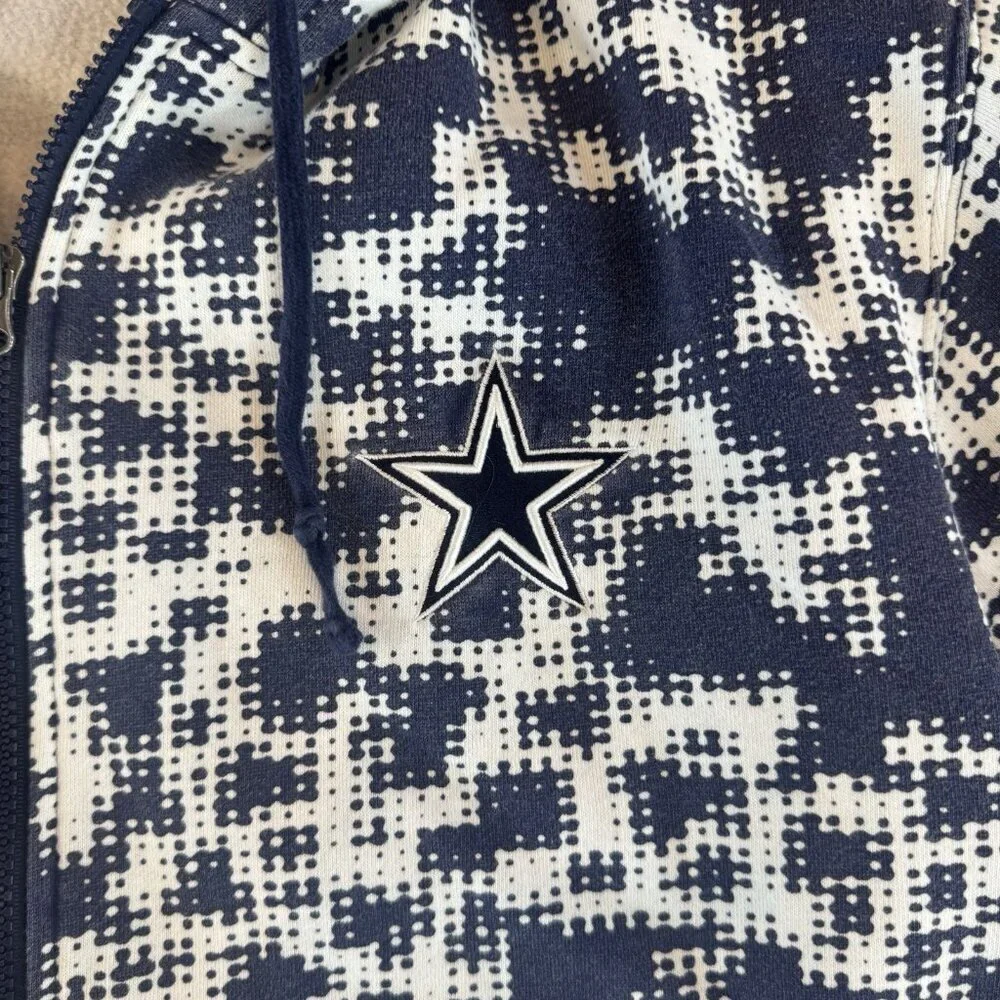 Reebok NFL Dallas Cowboys Football On Field Blue Zip Hoodie Digital Camo Mens M